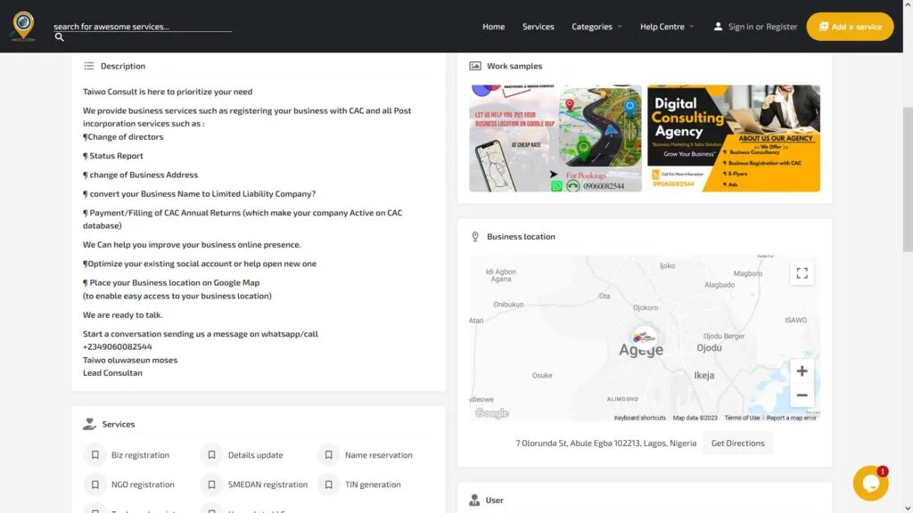 Detailed business view